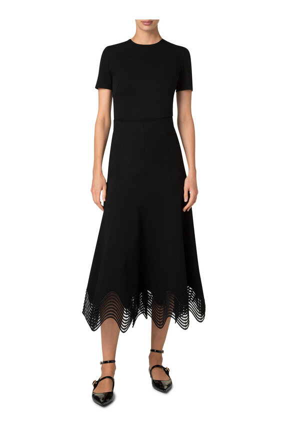 Akris Punto - Signature Jersey Black Midi Skirt