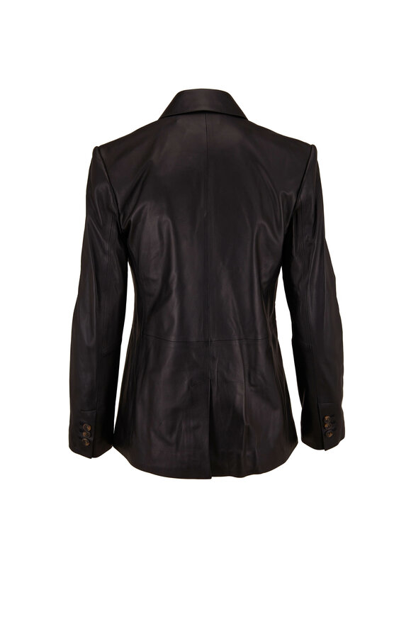 Vince - Black Leather Double Breasted Blazer