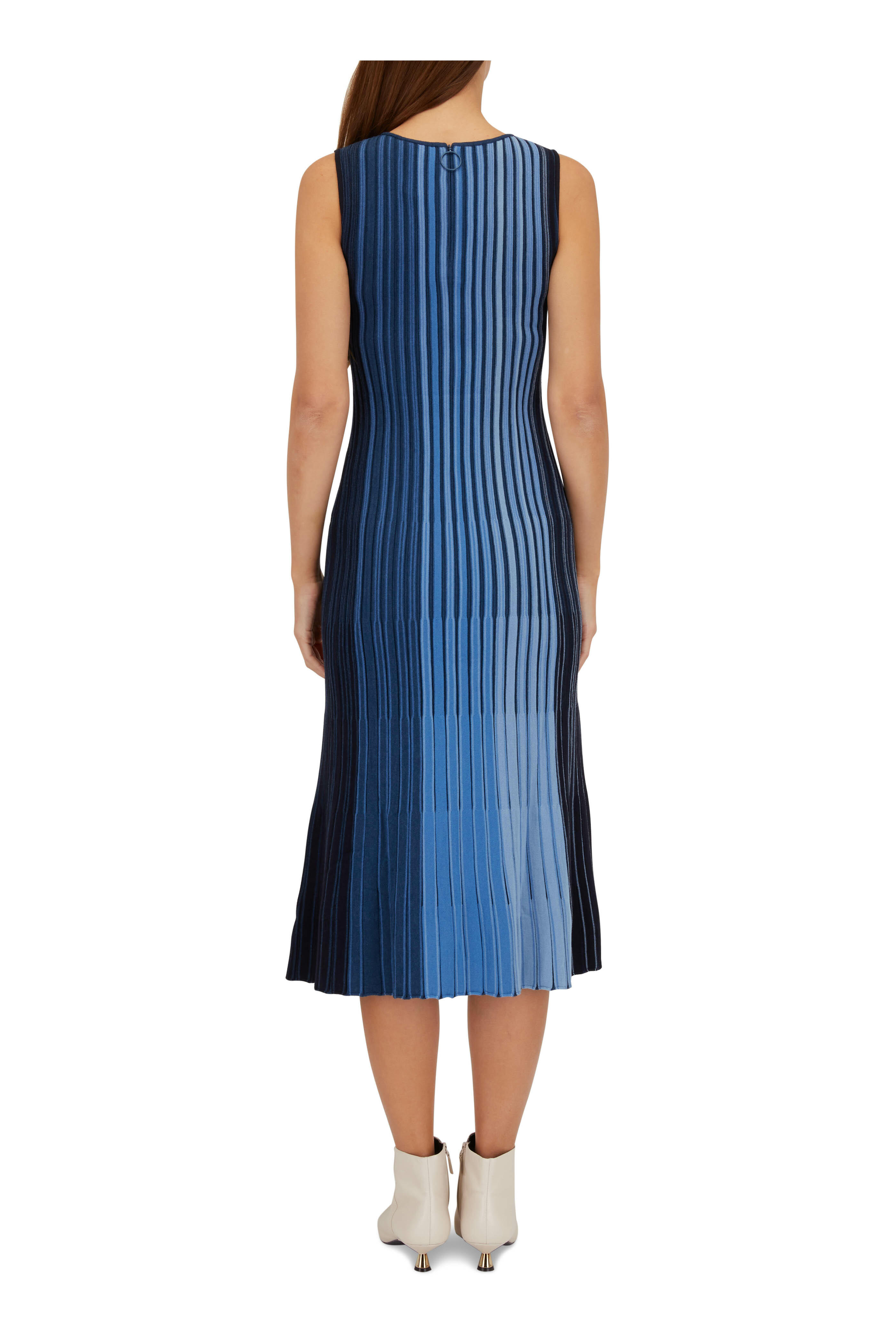 Akris Punto - Blue Striped Wool Knit Dress | Mitchell Stores