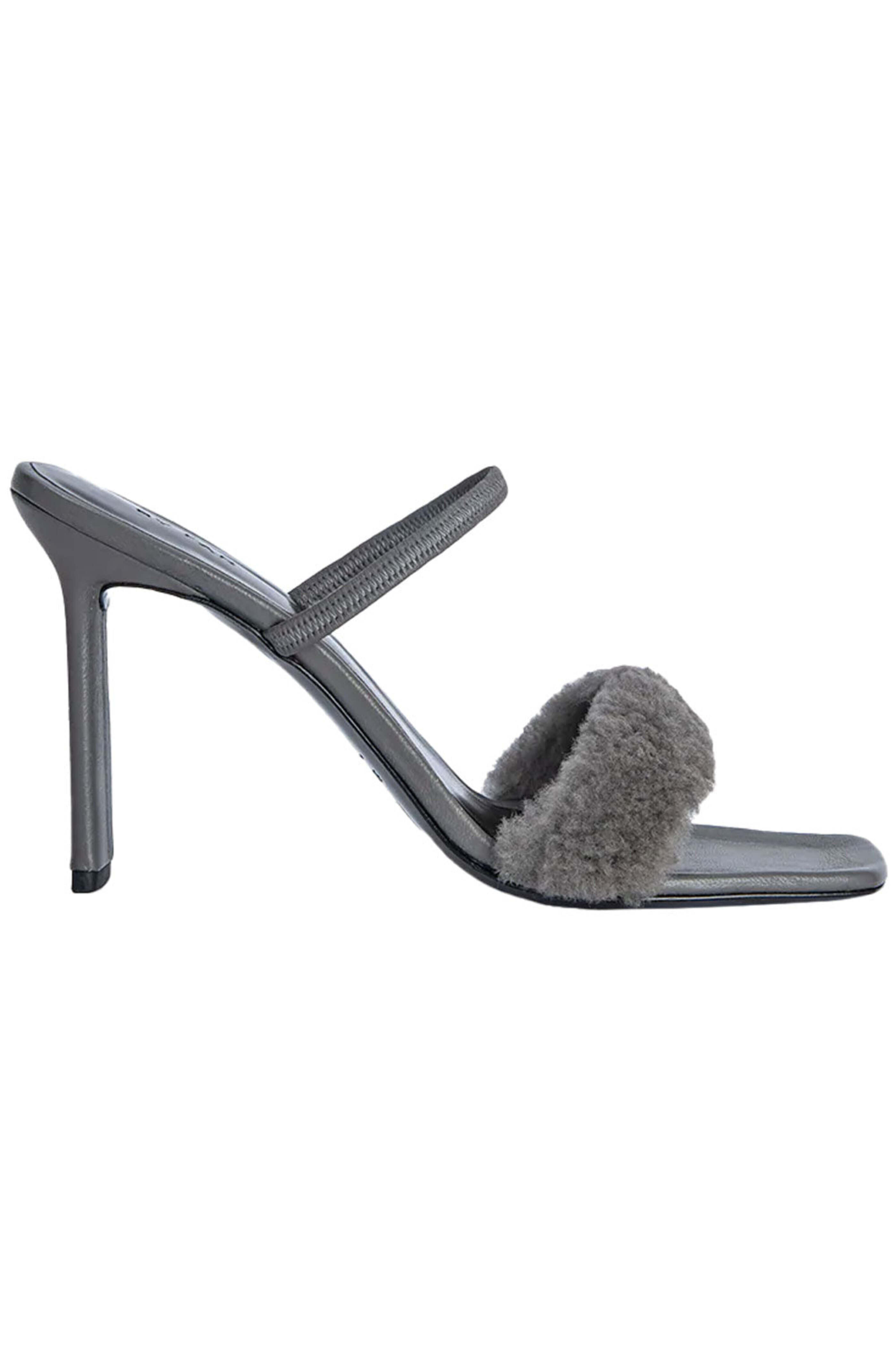 By Far - Ada Shearling Sandal in Cement