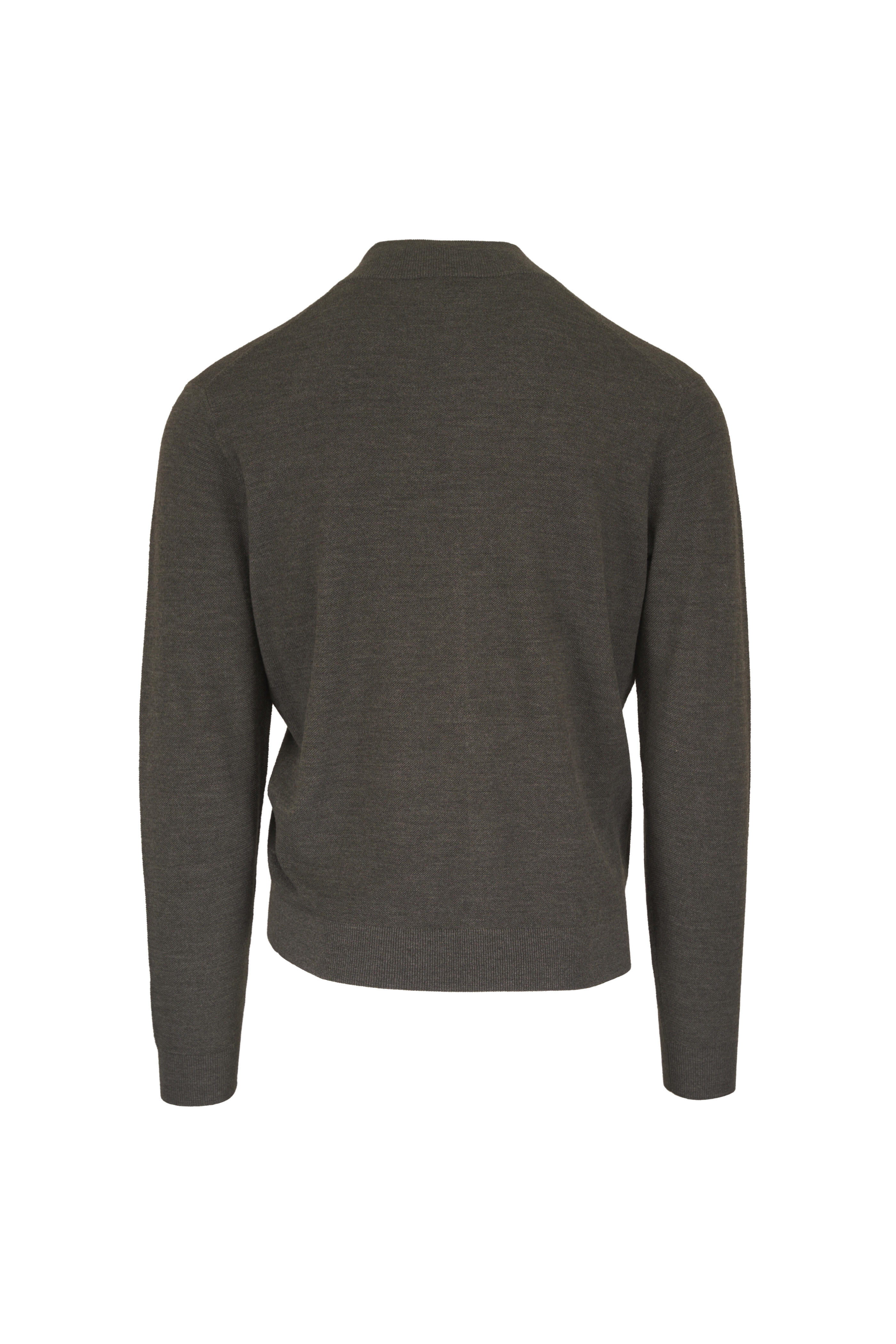 Peter Millar - Crown Crafted Olive Green Full Zip Sweater - view 2