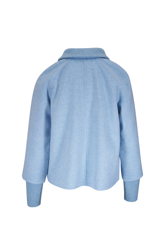 Kinross Light Blue Wool & Cashmere Coat - view 4