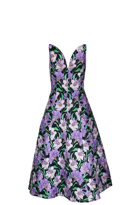 Carolina Herrera - Metallic Floral Midi Dress