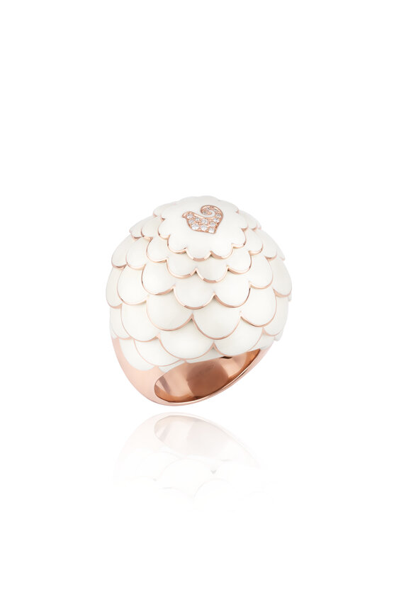 Chantecler White Enamel Dome Ring