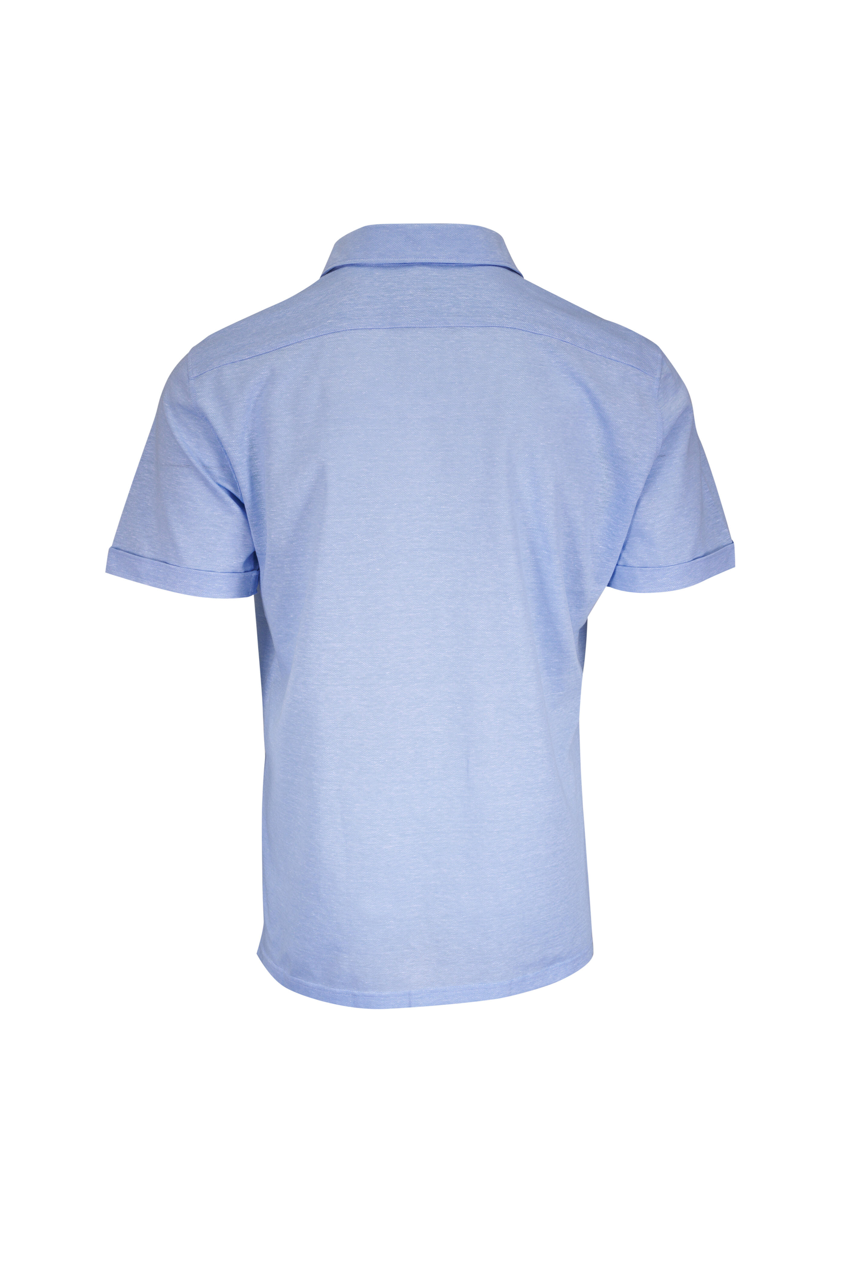 Emanuel Berg - Light Blue Jersey Cotton & Linen Button Up