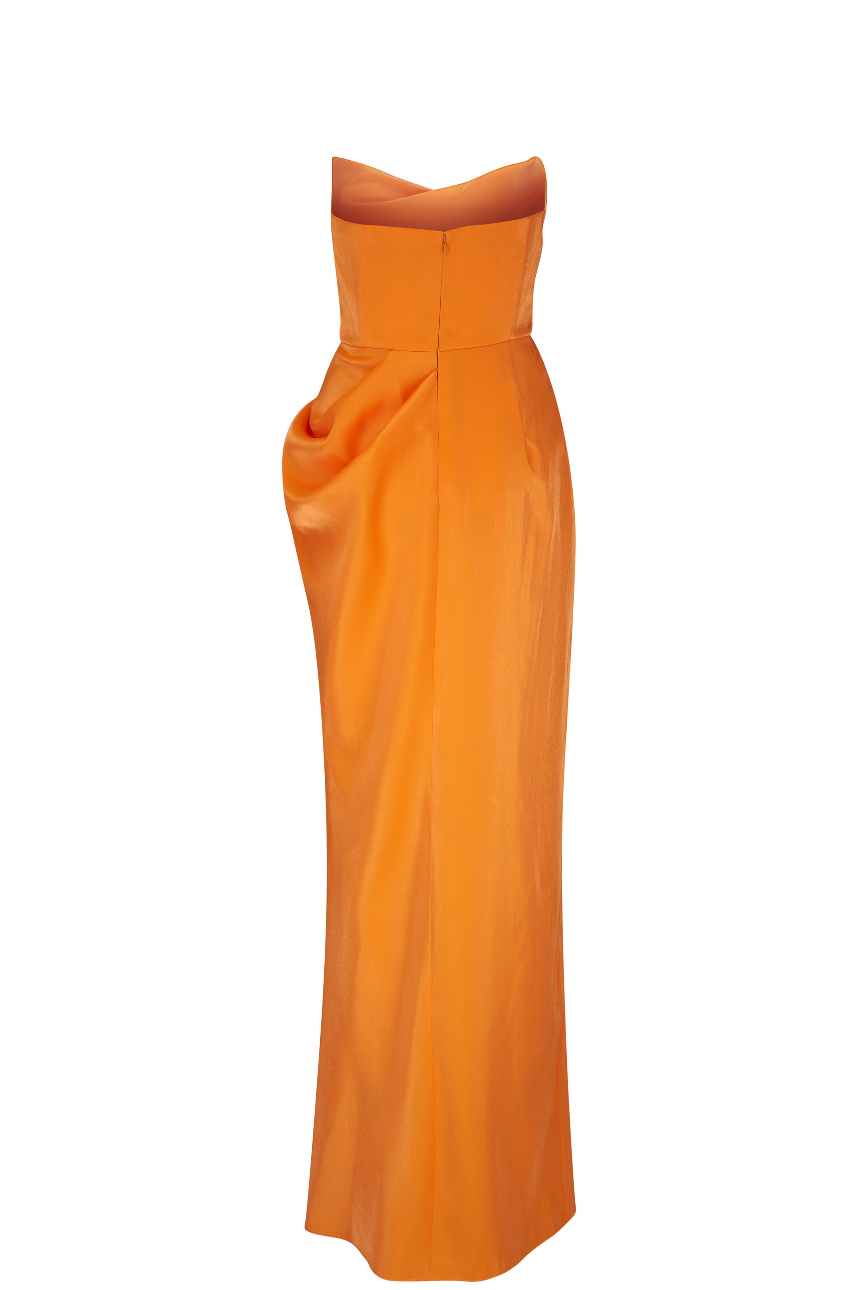 Lela Rose - Tangerine Strapless Draped Gown | Mitchell Stores