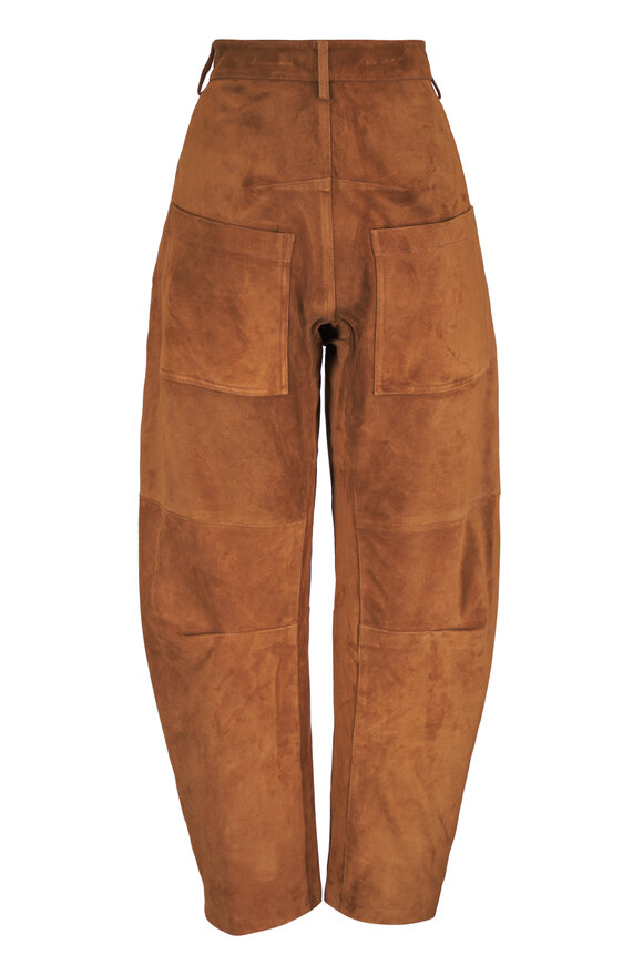 Nili Lotan Shon Brown Suede Barrel Leg Pant - view 2
