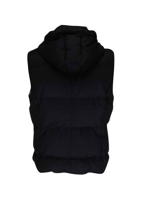 Brunello Cucinelli - Black Wool Down Hooded Vest