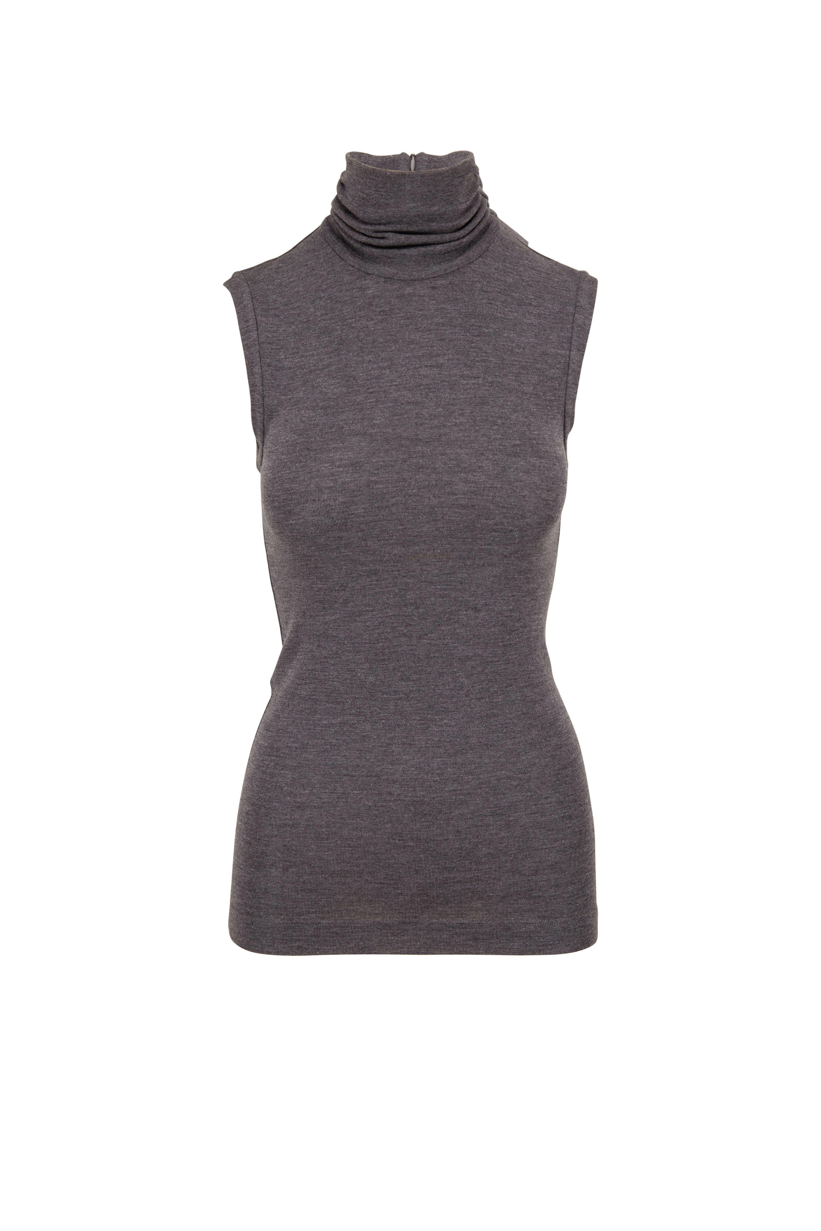 Brunello Cucinelli - Dark Gray Wool Sleeveless Turtleneck