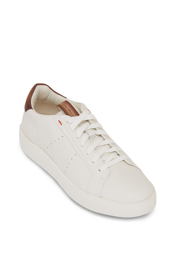 Santoni - Part White & Brown Leather Sneaker