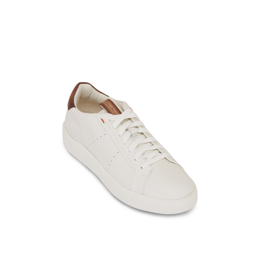 Santoni - Part White & Brown Leather Sneaker | Mitchell Stores