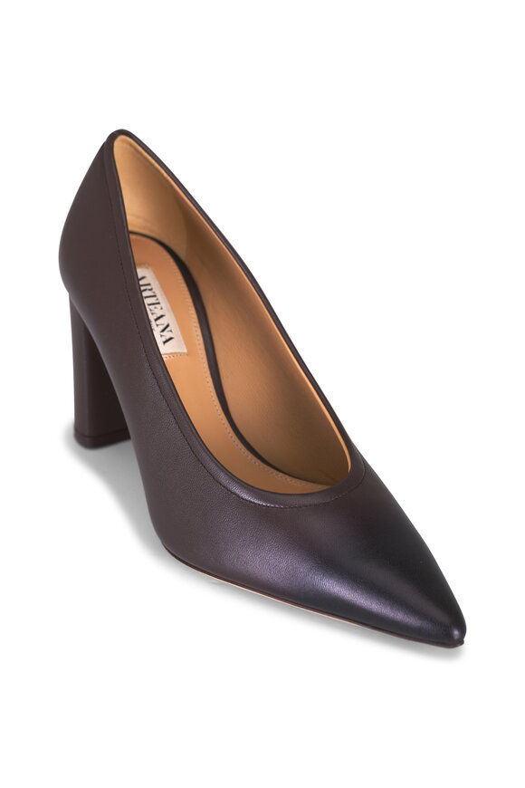 Arteana Brera Brown Leather Block Pump, 75mm - view 1