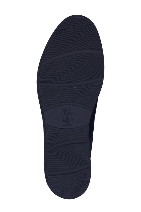 Brunello Cucinelli Navy Solid Suede Low Top Sneaker - view 5