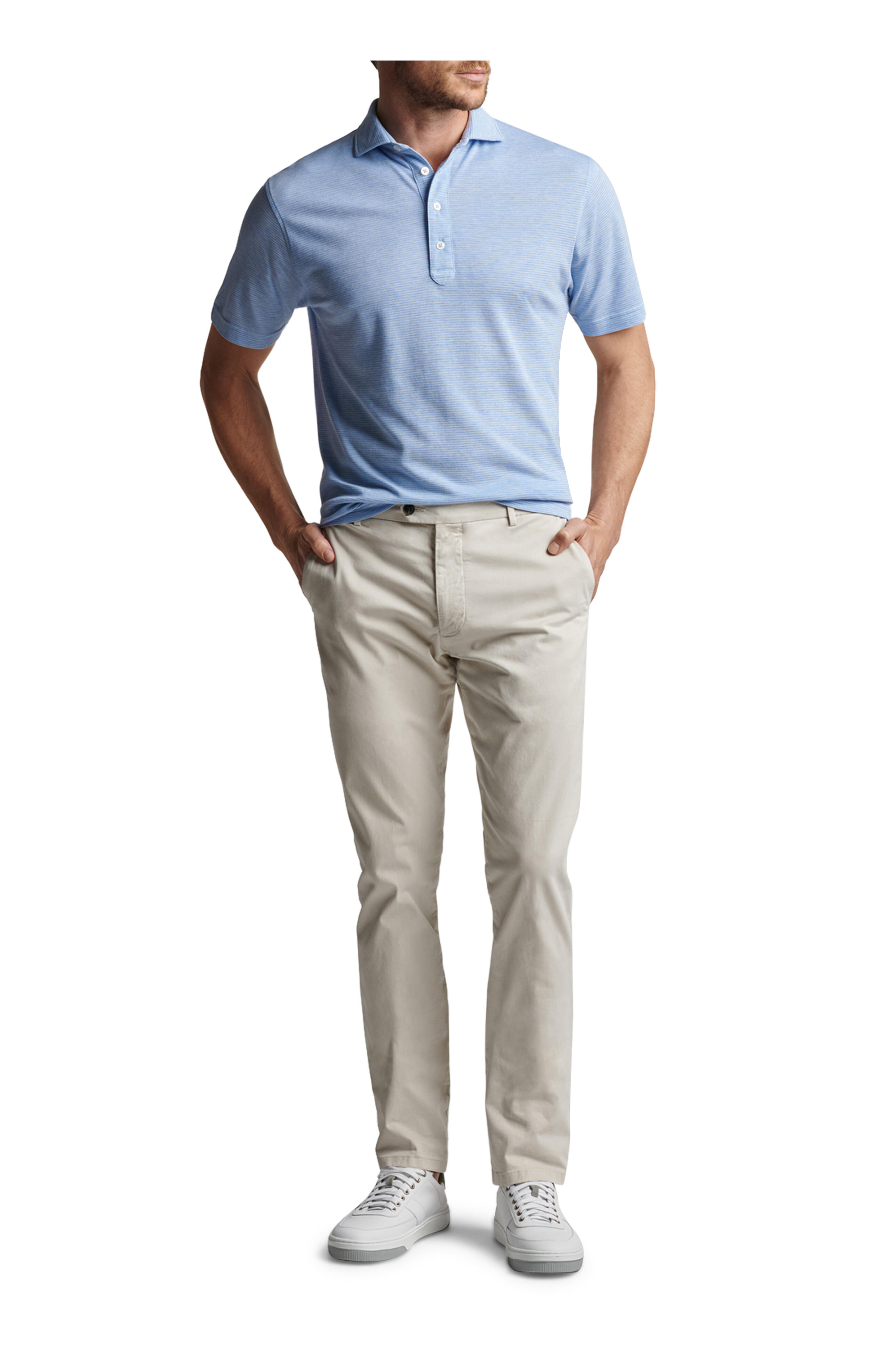Peter Millar - Sutton Blue Frost Cotton & Silk Polo