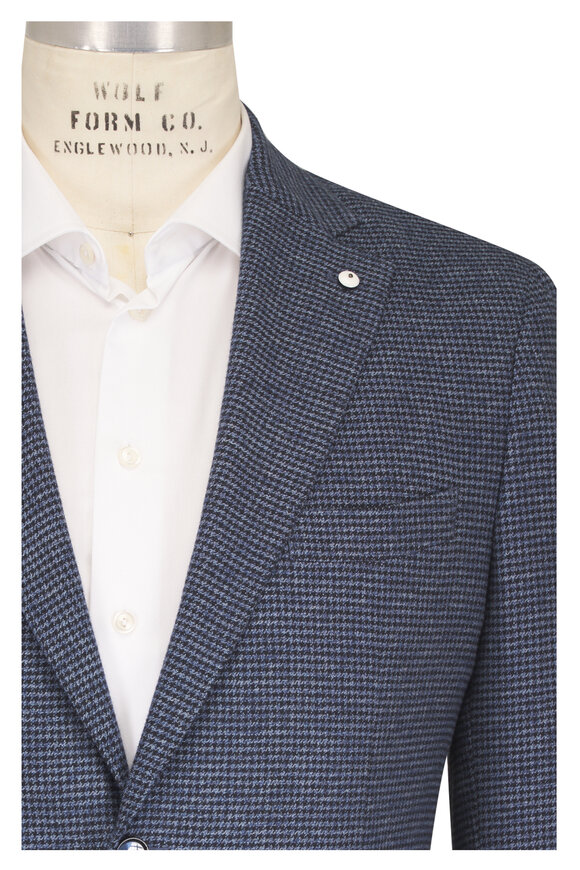 L.B.M. 1911 Navy Blue Tonal Herringbone Cotton Sportcoat - view 1