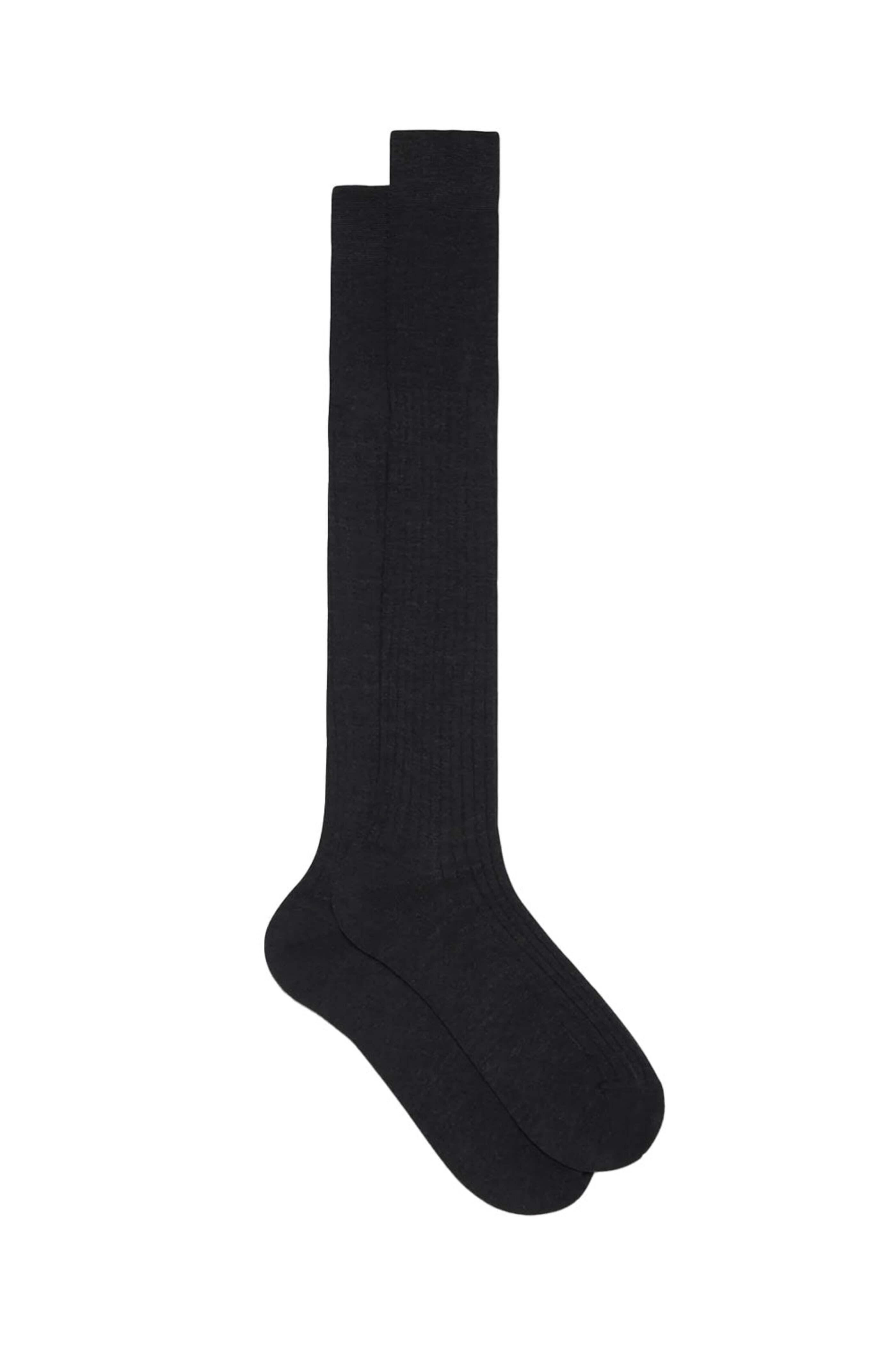 Bresciani srl - Wool Basic Over the Calf Socks in Anthracite