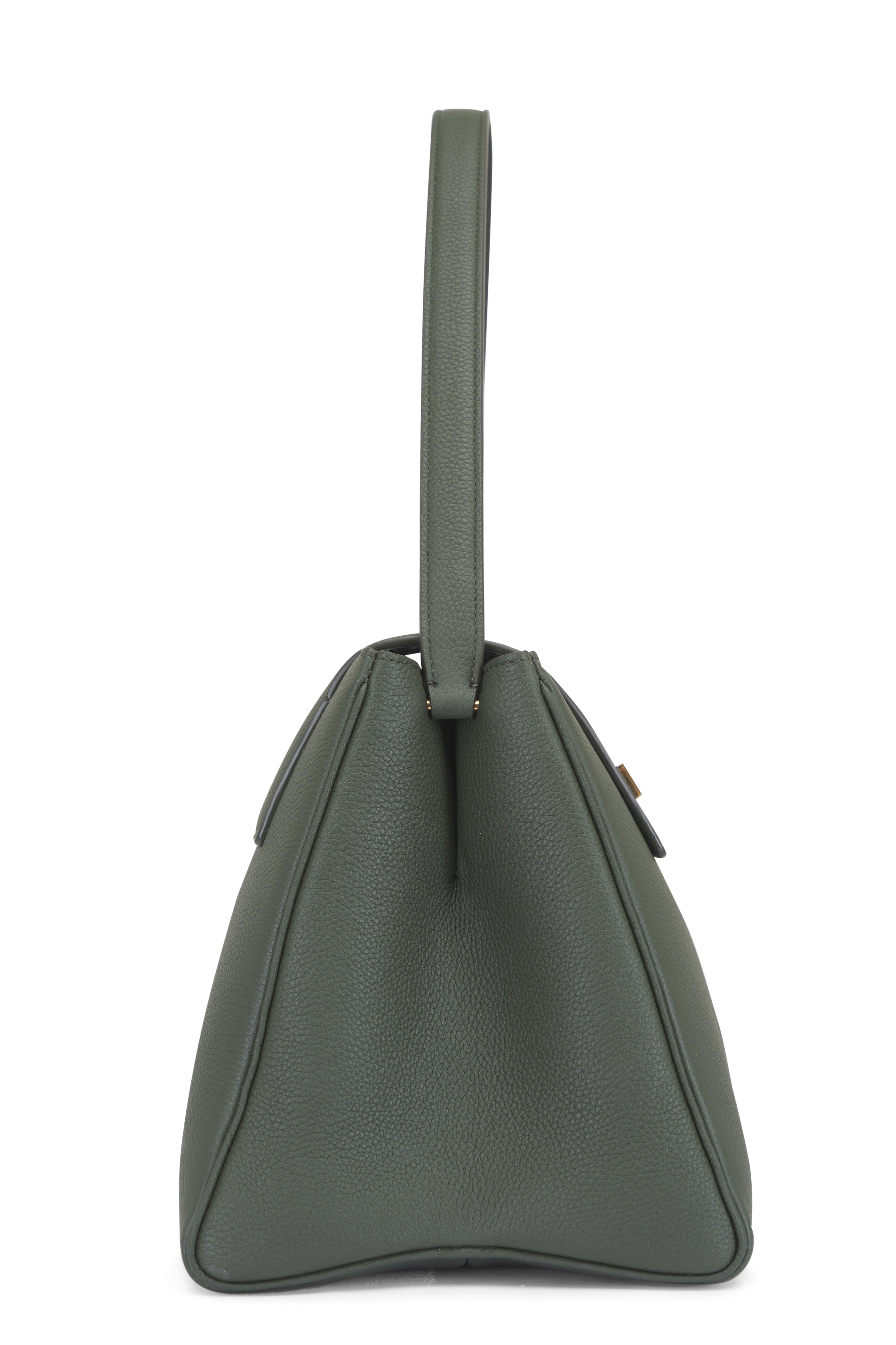 Khaite - Audrey Bottle Green Pebbled Leather Top Handle Bag