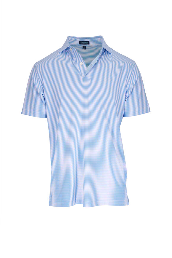 Peter Millar Ambrose White & Blue Performance Jersey Polo