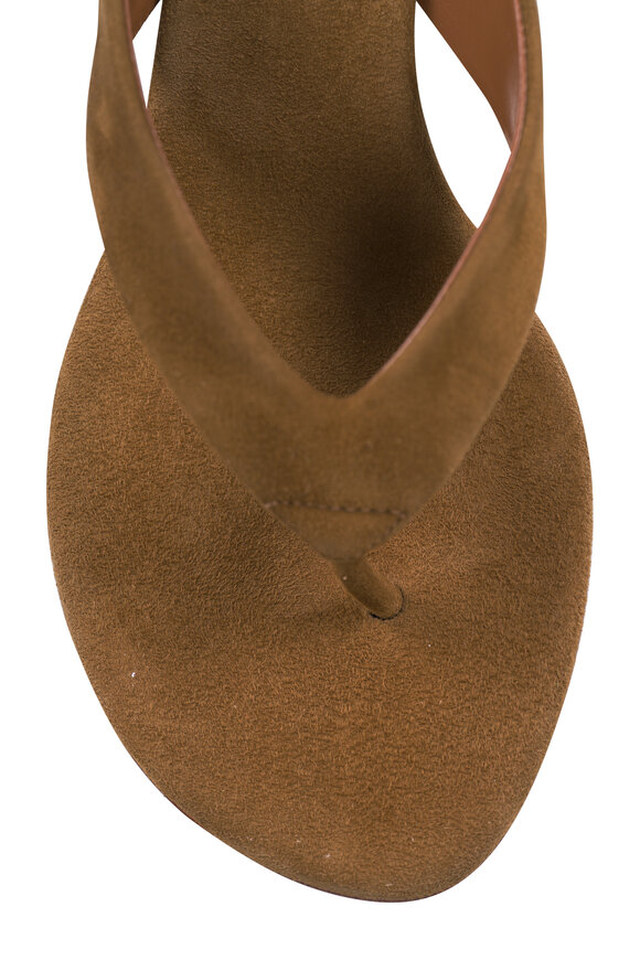 Le Monde Béryl Micro Taupe Suede Wedge Thong Sandal, 40mm - view 5