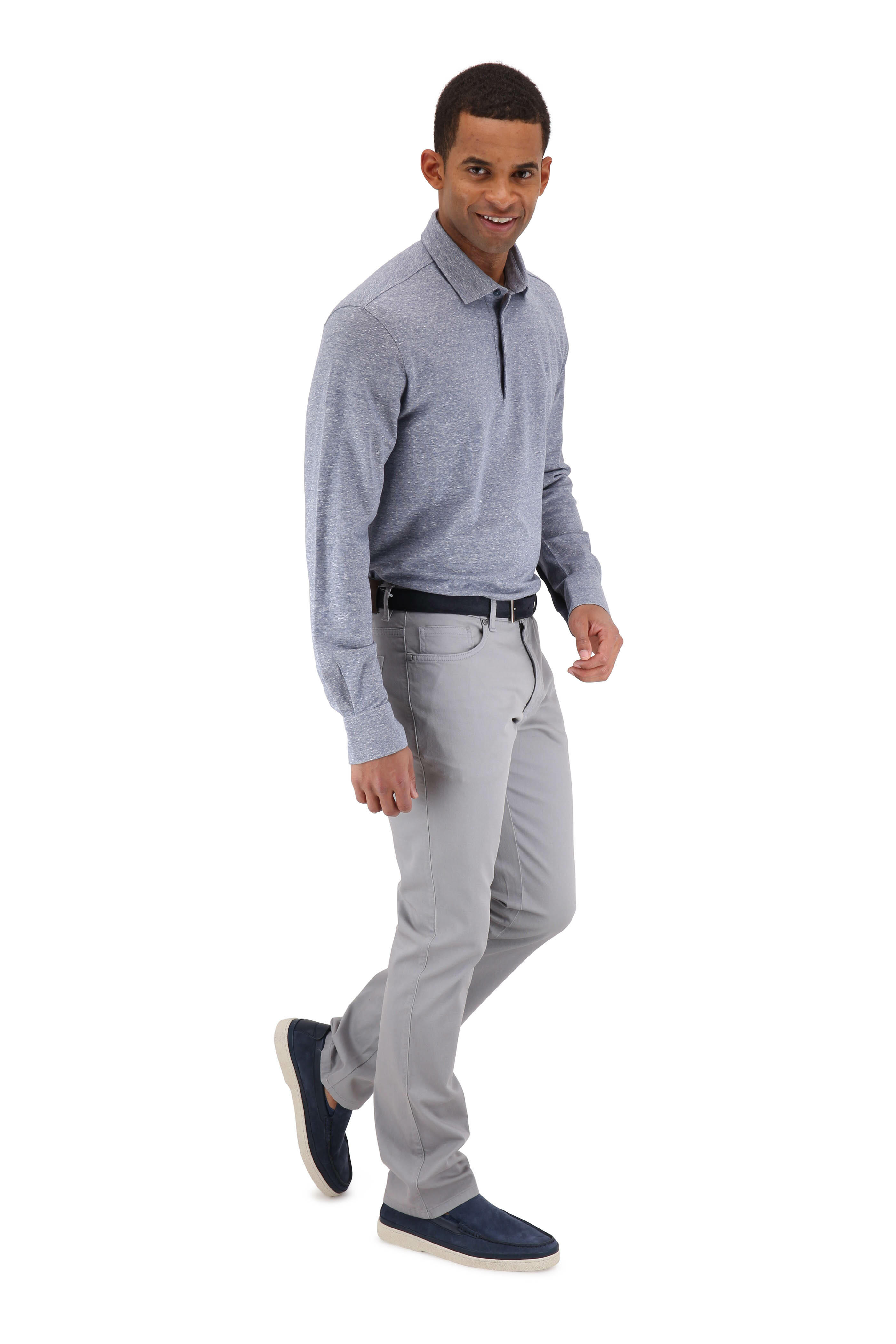 Zegna - Blue Cotton & Linen Blend Knit Polo