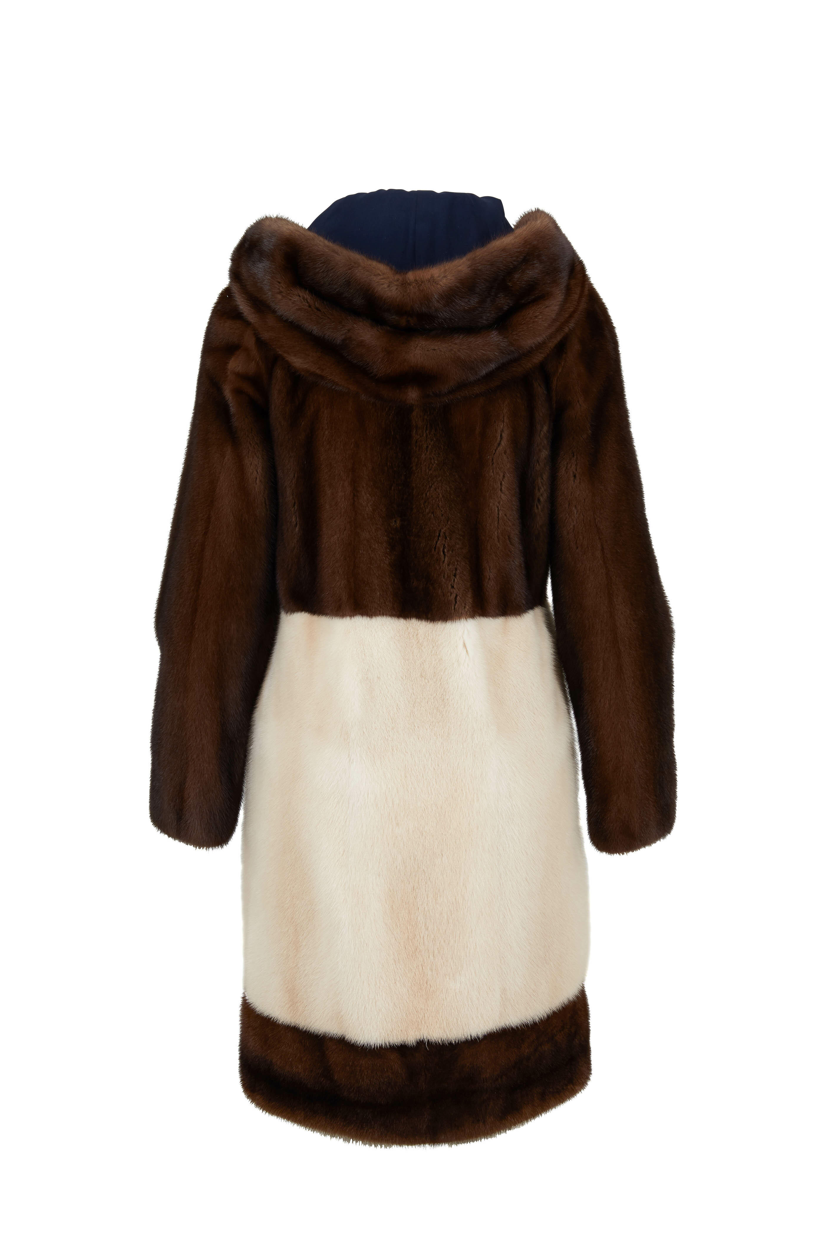 Oscar de la Renta Furs - Mahagony & Palomino Mink Hooded Coat