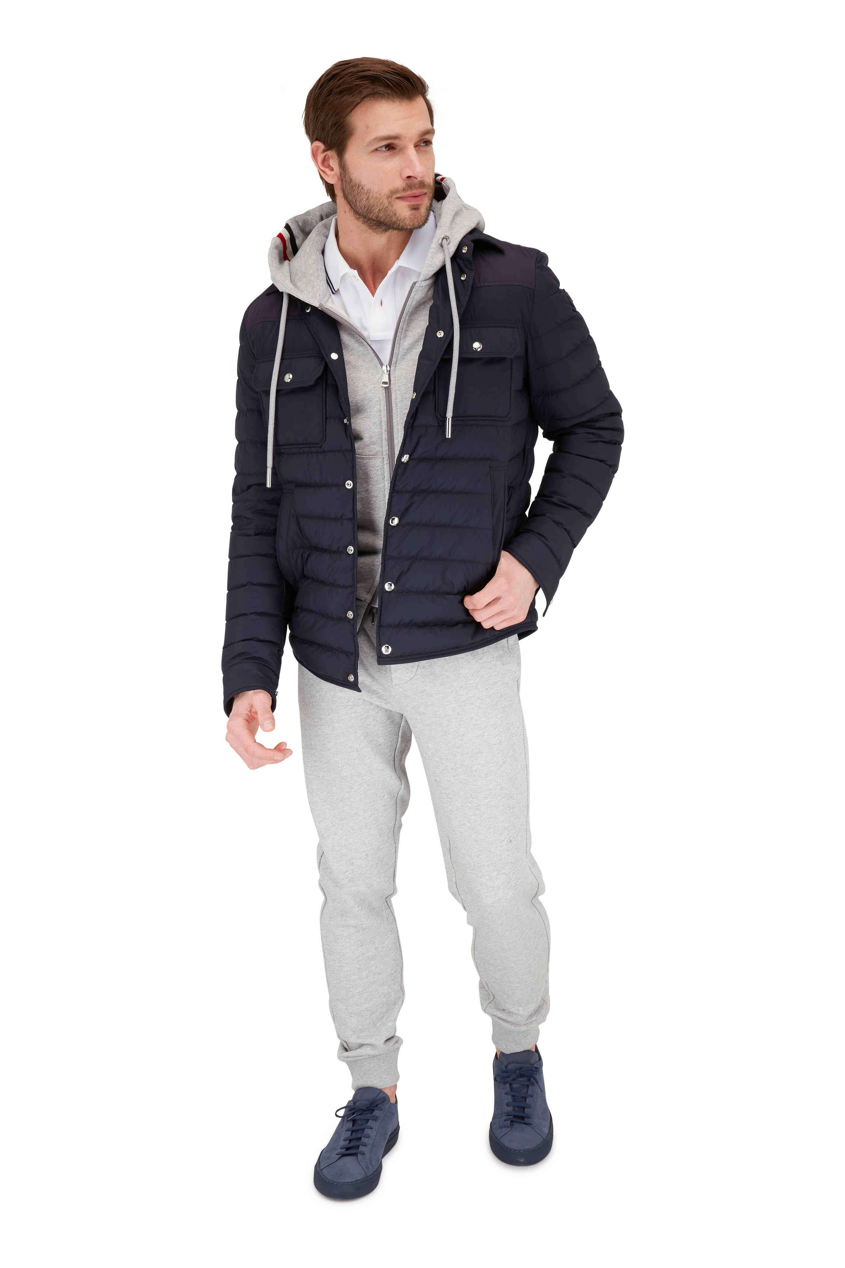 Moncler - Gray Signature Cuffs Front Zip Hoodie | Mitchell Stores