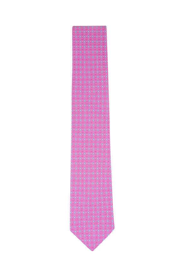 Ferragamo Pink Heart Print Silk Necktie