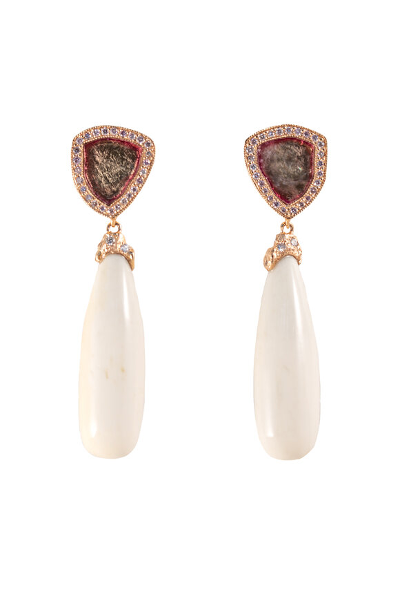 K. Brunini Jewels Pink Diamond & Tourmaline Drop Earrings - view 1