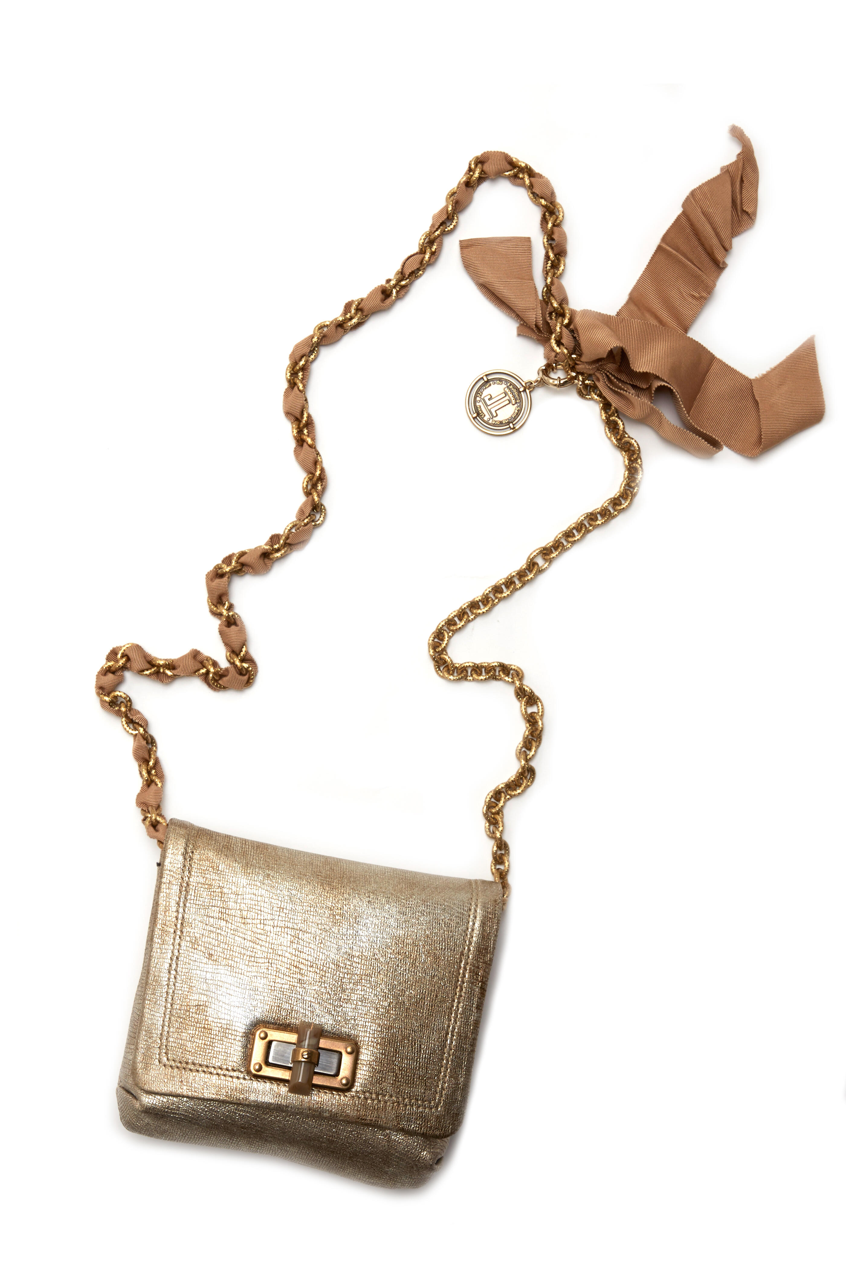 Lanvin - Happy Platinum Leather Mini Pop Crossbody Bag