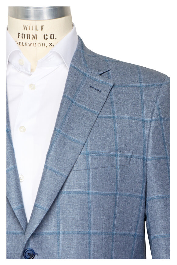 Brioni Multi Blue Plaid Sportcoat