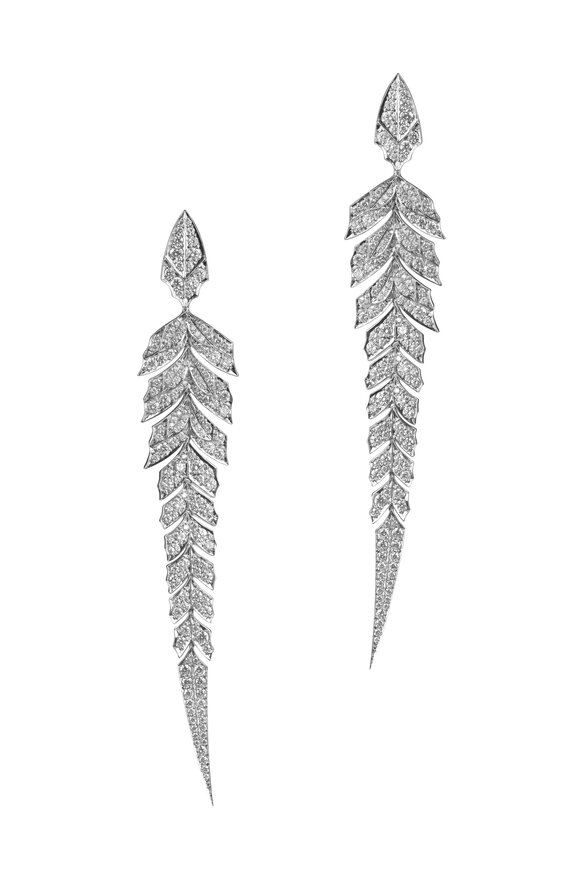 Stephen Webster - 18K White Gold Diamond Feather Earrings