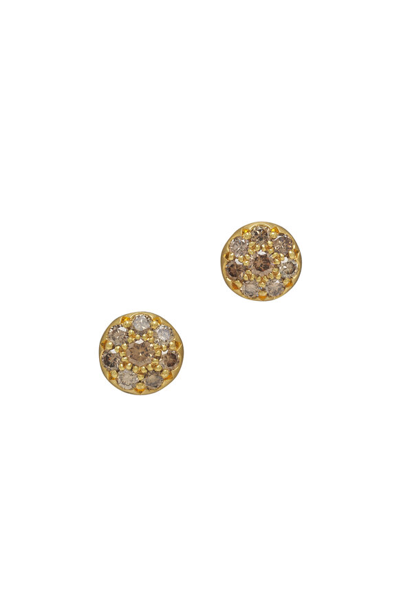 Caroline Ellen - Pave Diamond Disk Stud Earrings