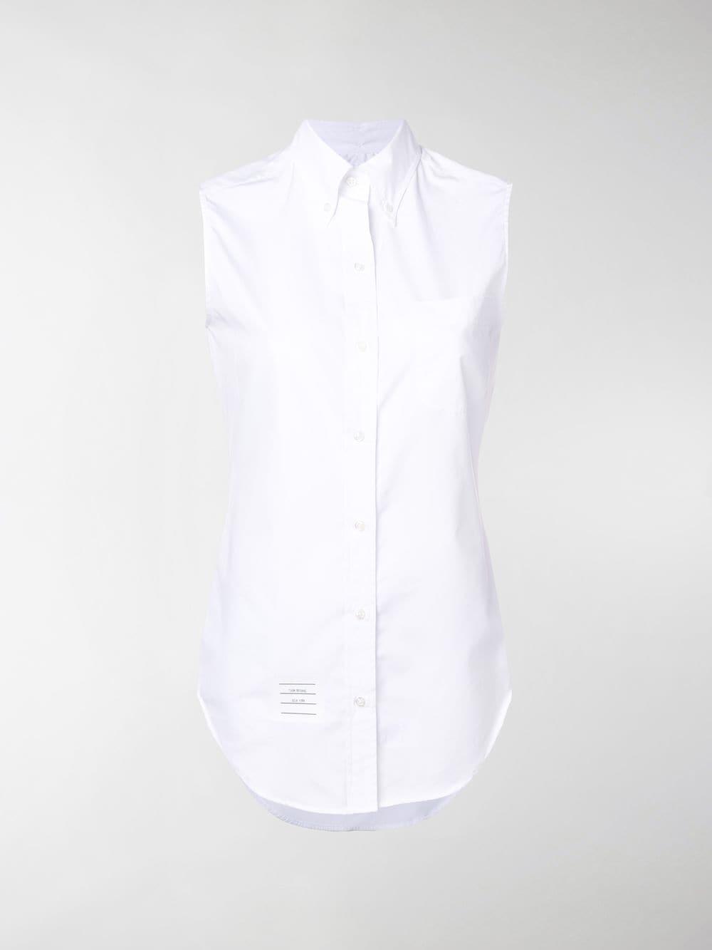 Tシャツ・カットソー THOM BROWNE SLEEVELESS JERSEY SHIRT Thom Browne Lightweight Striped Cuff Cotton T-Shirt, Brand