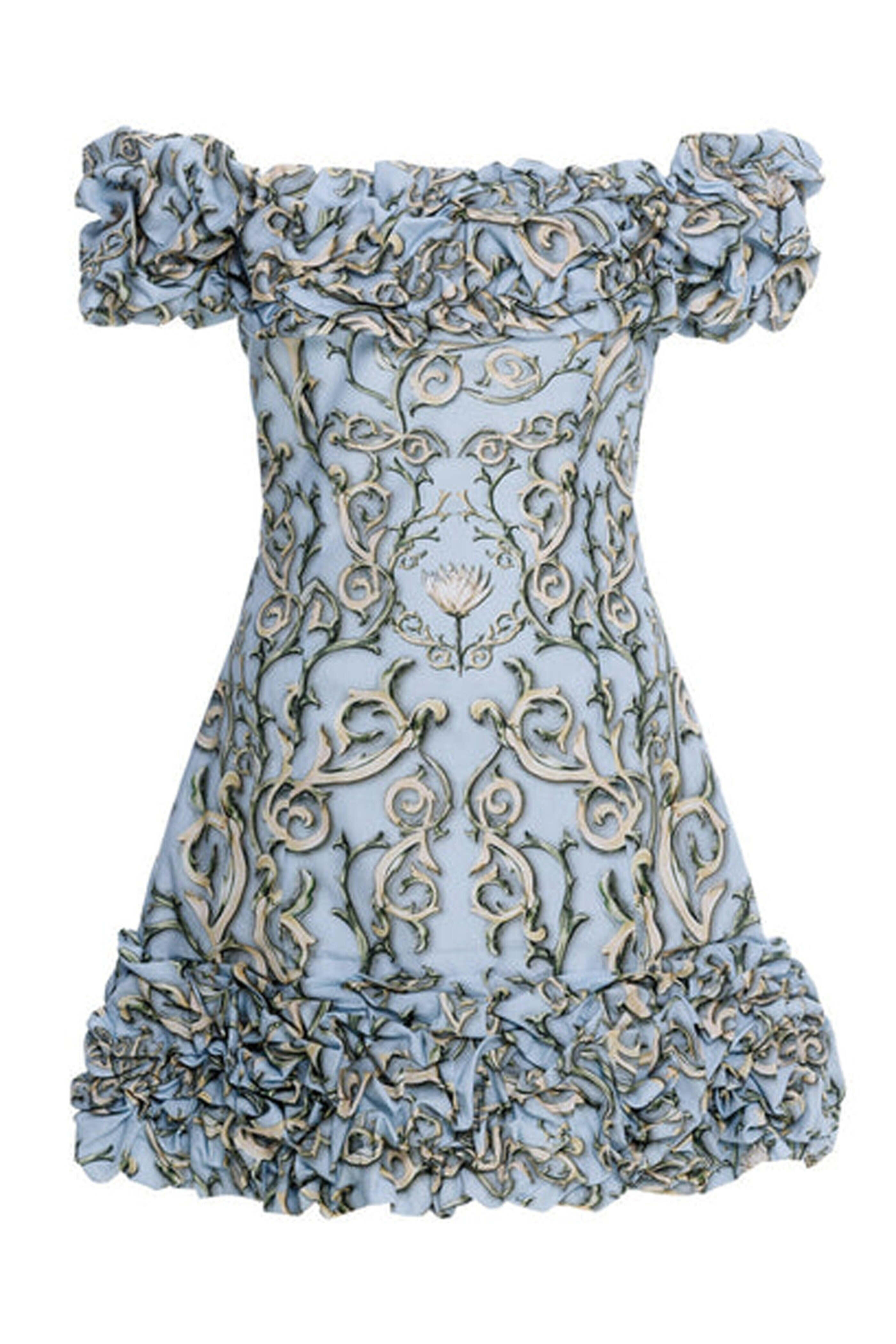 Agua By Agua Bendita - Light Blue Jardin Soledad Mini Dress