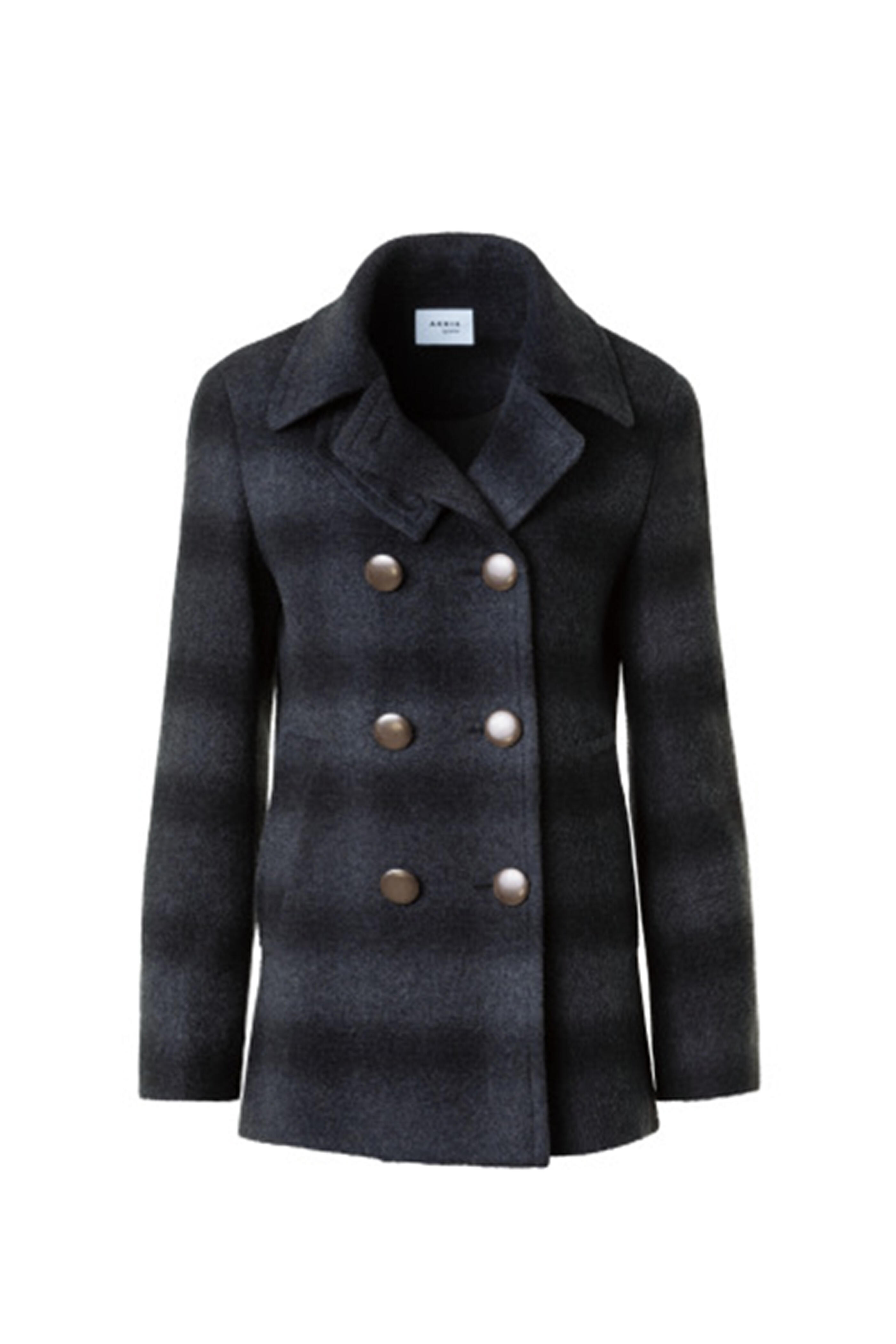 Akris Punto - Charcoal Gray Blurred Check Peacoat