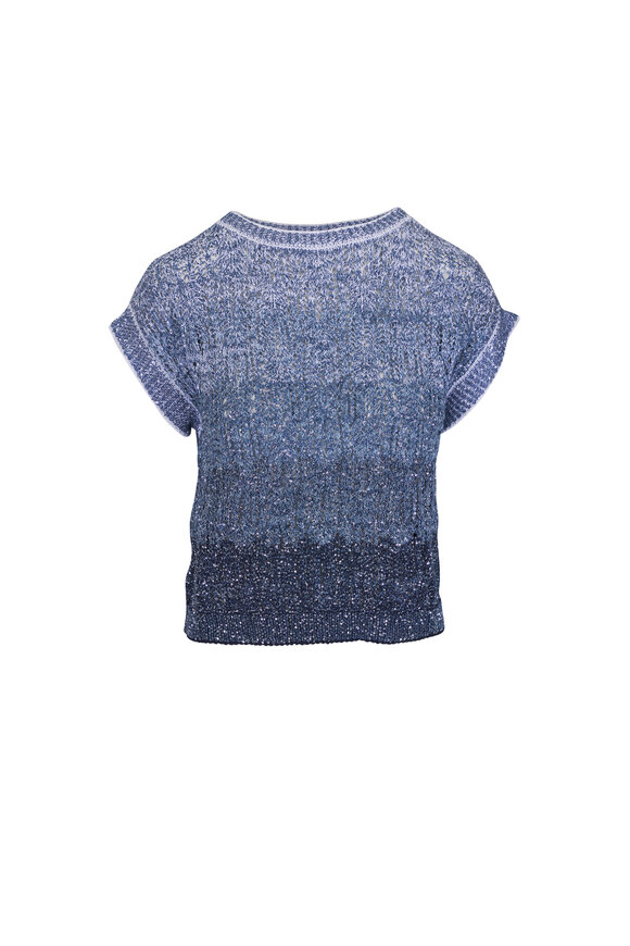 D.Exterior Denim Multi Sequin Embellished Knit Sweater