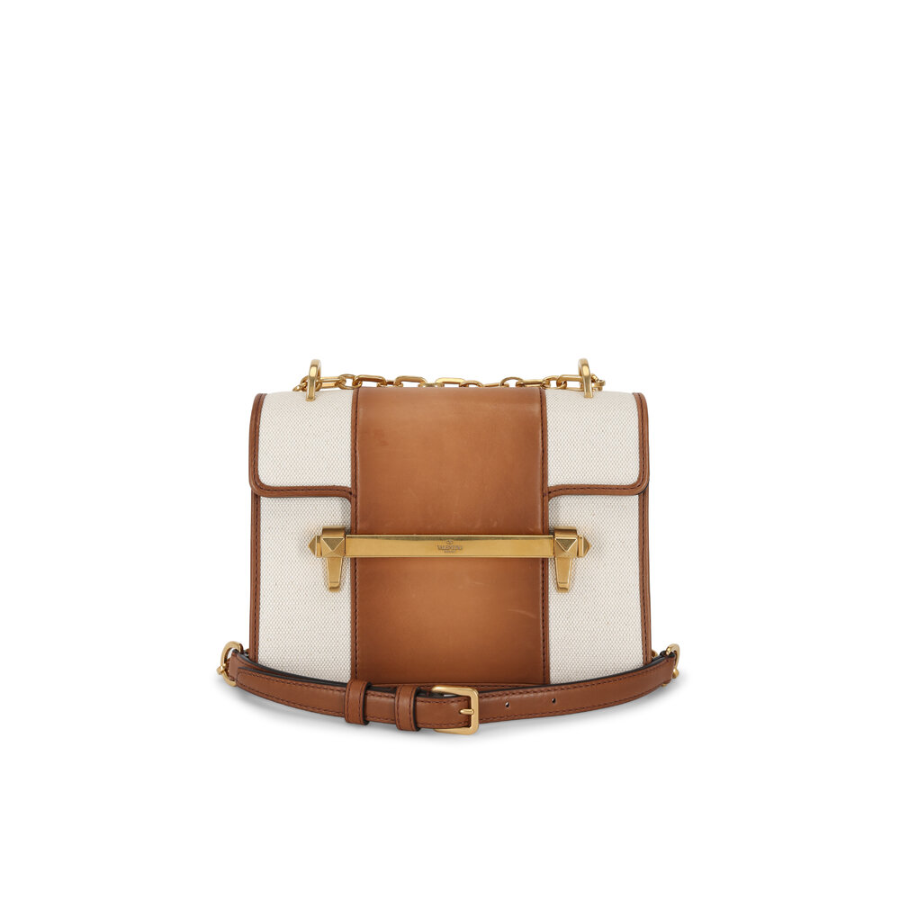 【関税&送料込】Valentino Garavani Bags Brown Valentino Garavani Brown Leather Shoulder Bag