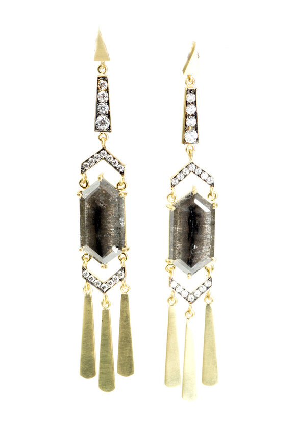 Sylva & Cie - 18K Yellow Gold Diamond Slice Earrings