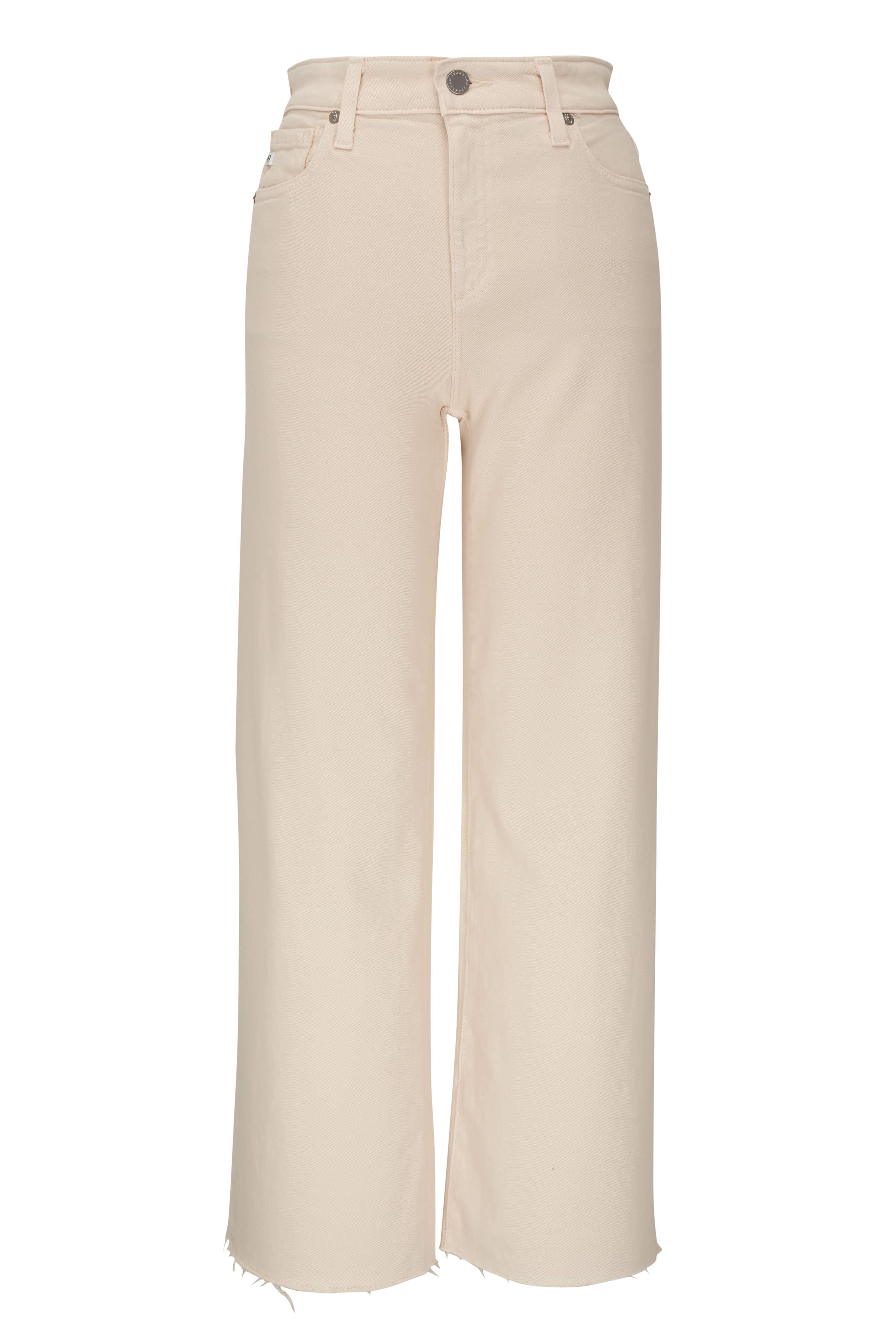 Ag - Saige Beige High-rise Wide Leg Crop Jean 