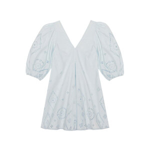 ganni broderie anglaise shirt dress GANNI Broderie Anglaise Denim Mini Dress