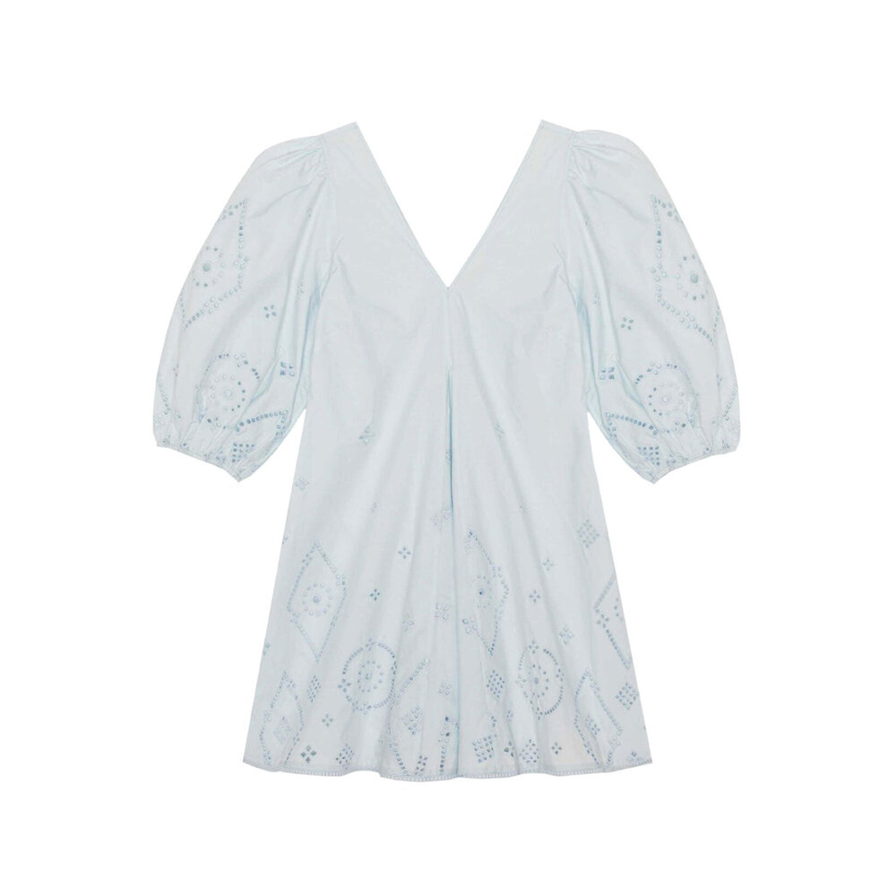 Ganni - Illusion Blue Broderie Anglaise Mini Dress