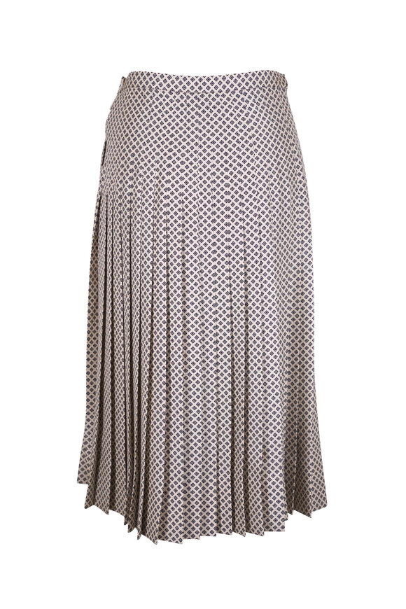 BRUNELLO CUCINELLI プリーツスカート 36 Brunello Cucinelli - Gray Pleated Zip Front Skirt