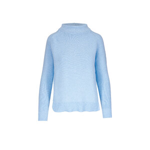 Kinross - Surf Wave Blue Garter Stitch Funnel Neck Sweater