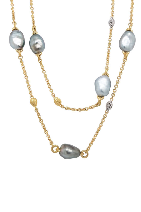 Aaron Henry Tahitian Pearl & Diamond Leaf Necklace - view 1