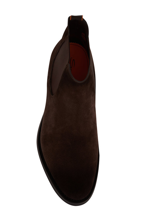 Santoni - Enver Dark Brown Suede Chelsea Boot 