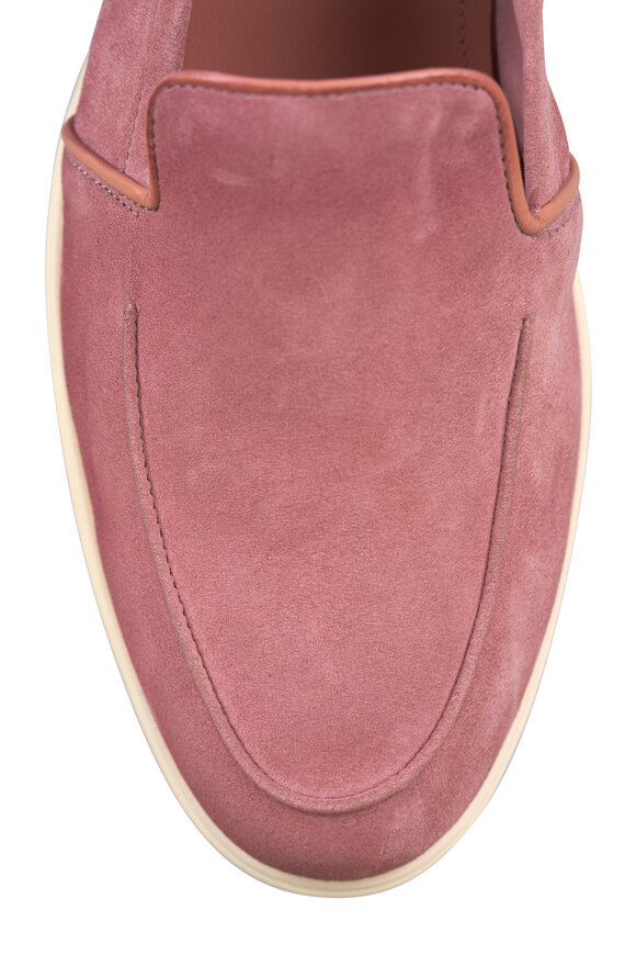 Santoni Malibu Pink Suede Loafer - view 4