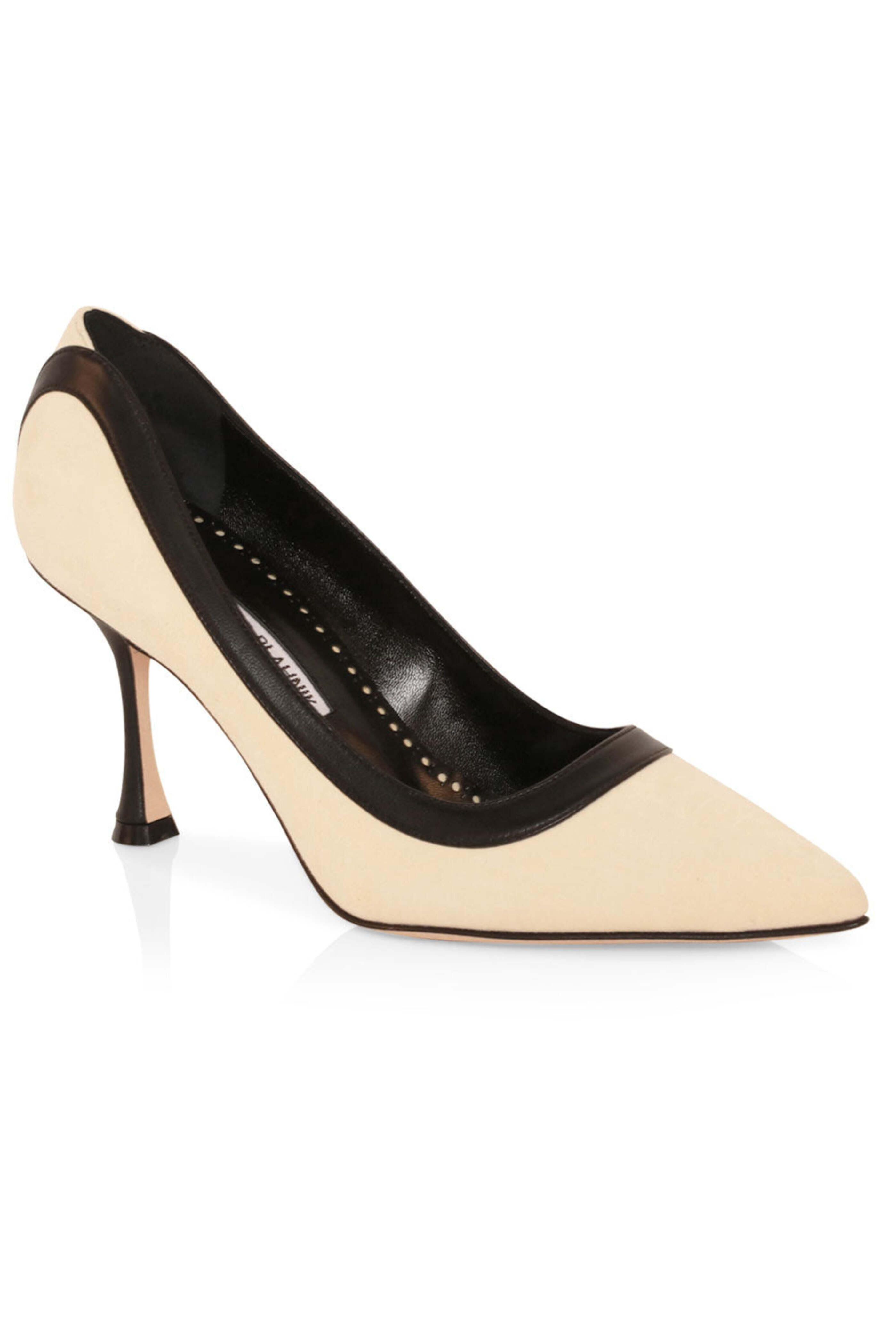 Manolo Blahnik - Dalia Pump in Cream and Black | Mitchell Stores