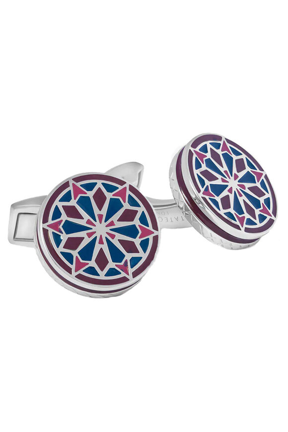 TATEOSSIAN　カフス　No.1141 Halo Rectangular Cufflinks in Rhodium Plated with Clear