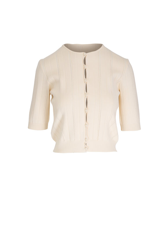 Adam Lippes Quinn Ivory Pointelle Knit Cardigan