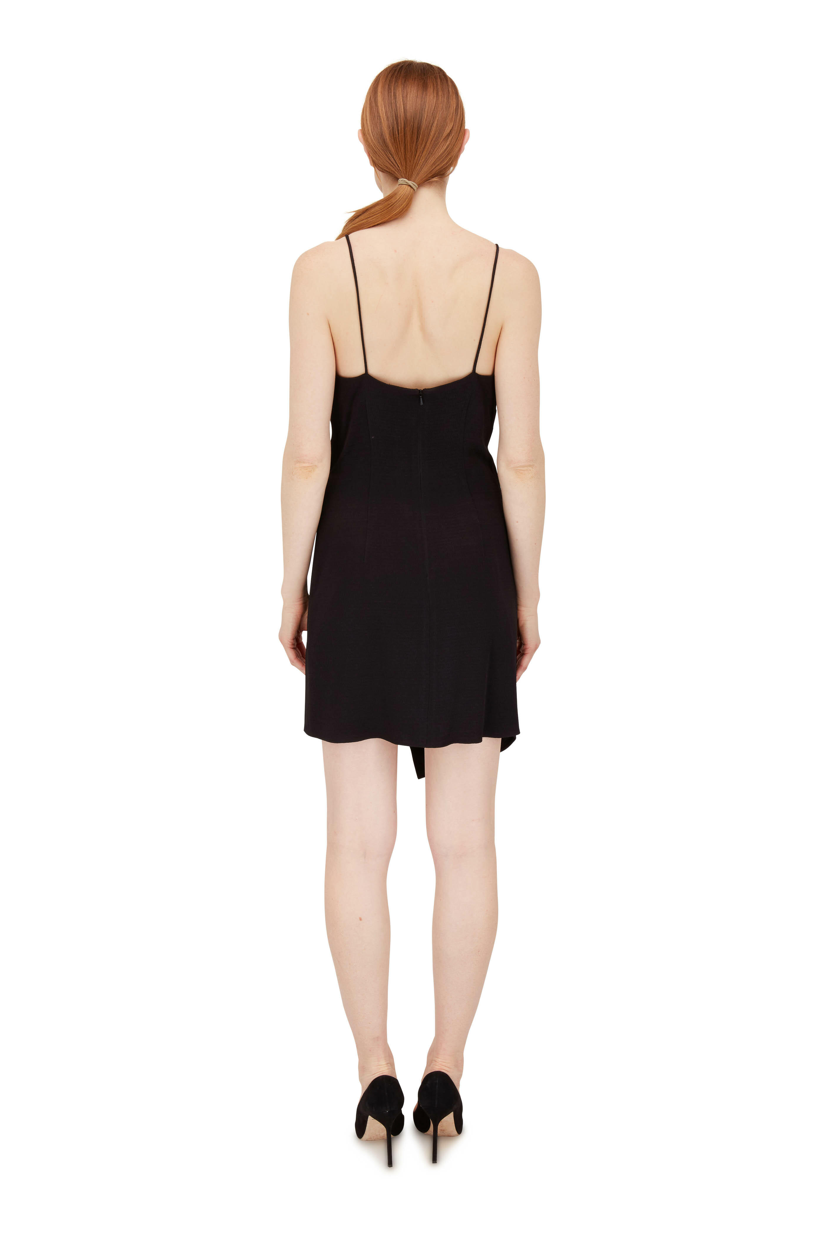 Cushnie - Black Hammered Silk Buckled Mini Dress